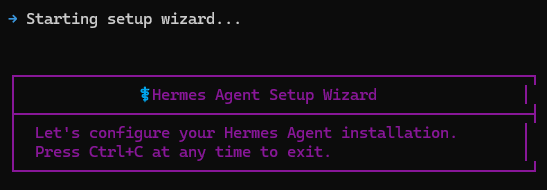 Hermes startet nach der Installation automatisch den Setup-Assistenten