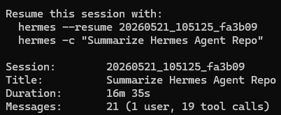 Hermes Chat-Resume-Befehle