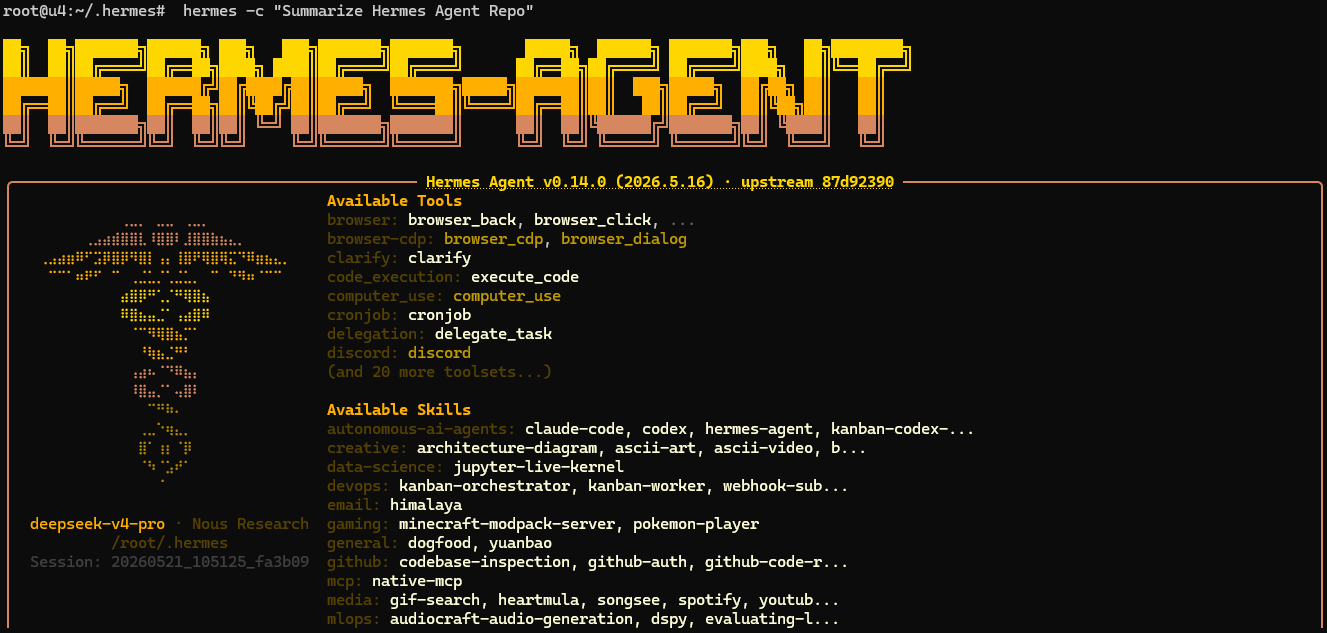 Hermes Chat-Resume erfolgreich
