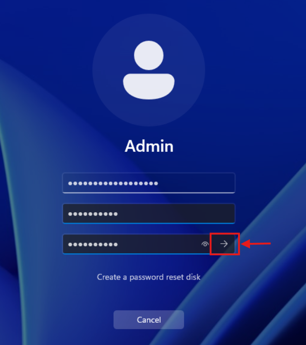 Set and submit the new password