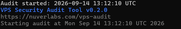 vps-audit v0.2.0 starting with a recorded UTC timestamp