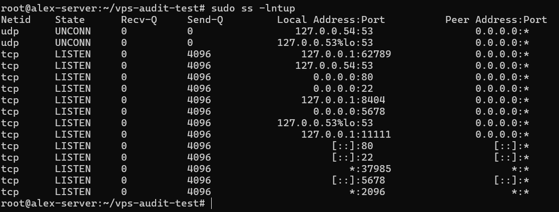 TCP and UDP listeners with loopback and wildcard bind addresses